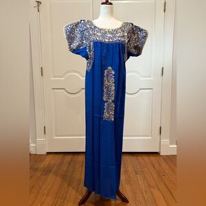 San Antonino Maxi Dress,Oaxaca Mexican dress.Hand Embroidered with Silk Threads